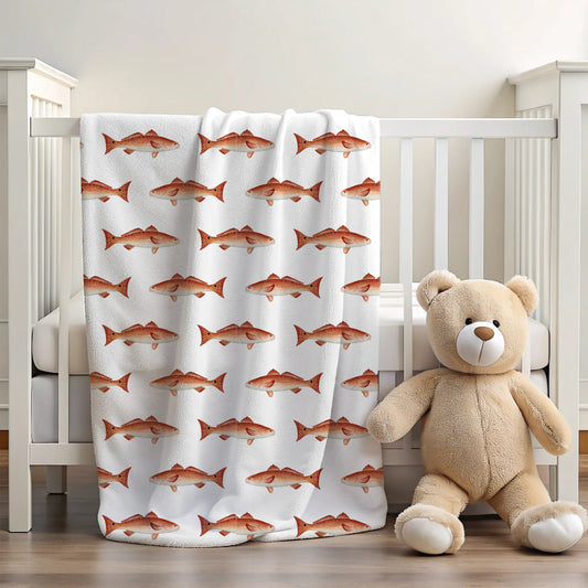 Redfish 30x40 Sherpa-backed Minky Blanket