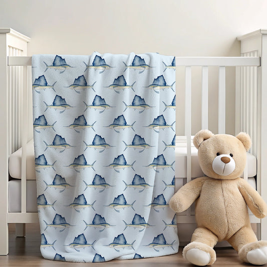 Sailfish 30x40 Sherpa-backed Minky Blanket