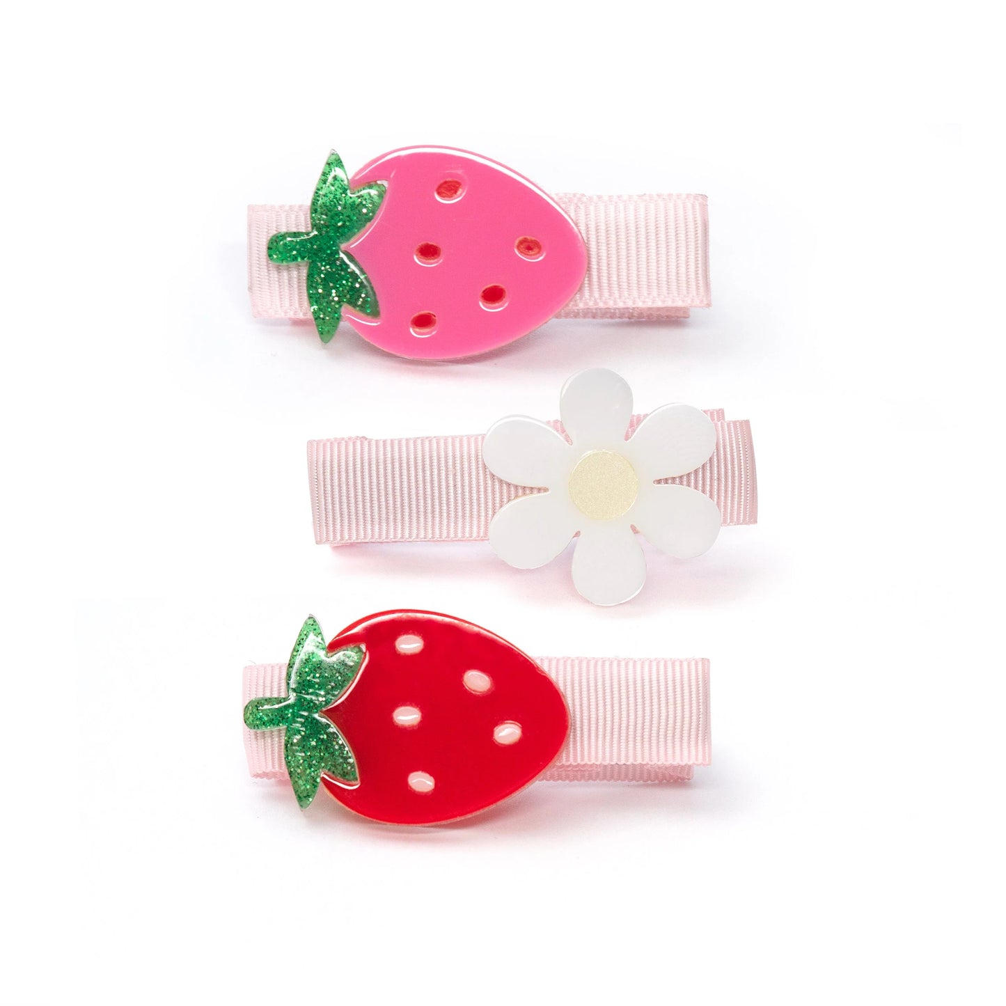 Strawberry Daisy Hair Clips