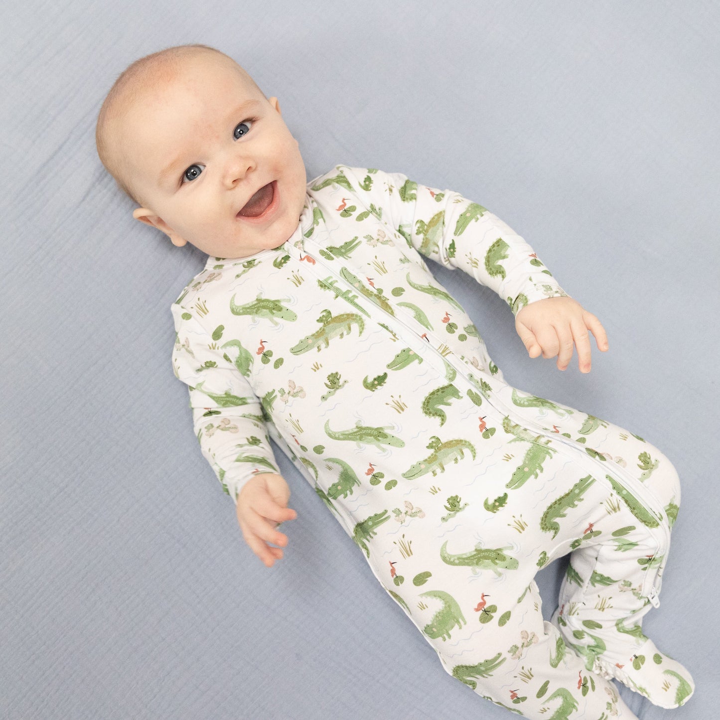 Crayon Alligators Footie- Newborn