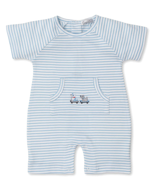 Skateboarding Pups Short Stripe Playsuit