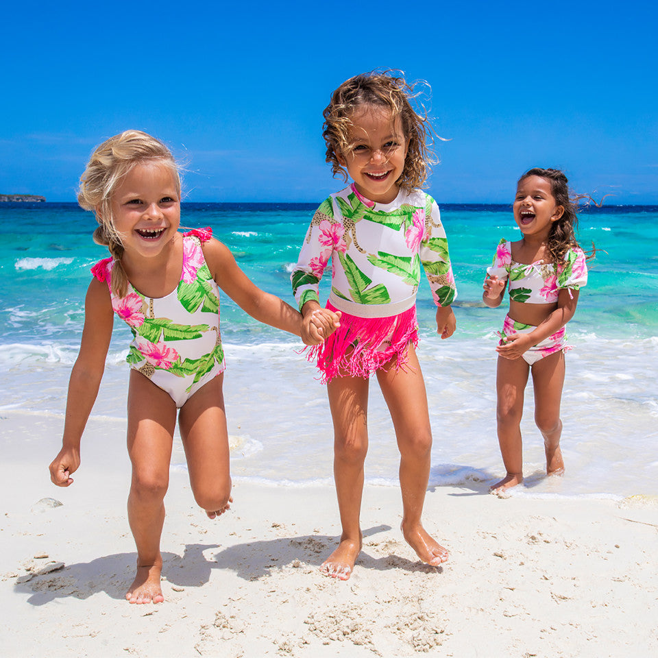 Botanical Leopard Girls Rashguard Swim Set