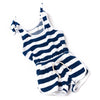 Navy Stripe Terry Girls Active Romper