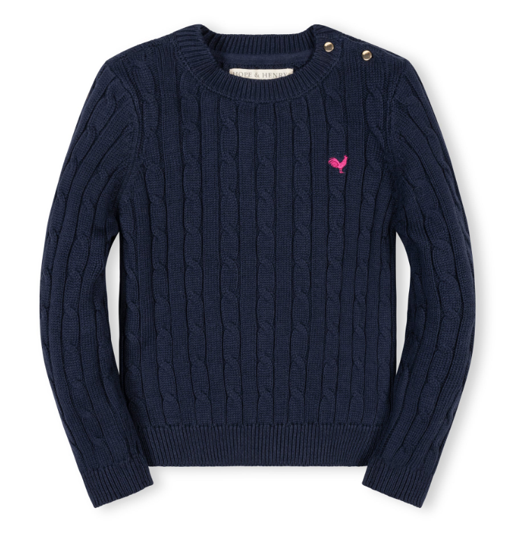 ORGANIC CREW NECK CABLE SWEATER