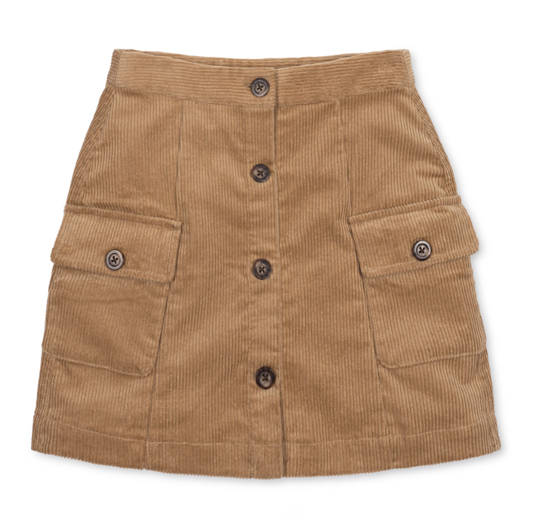 ORGANIC CORDUROY BUTTON FRONT SKIRT
