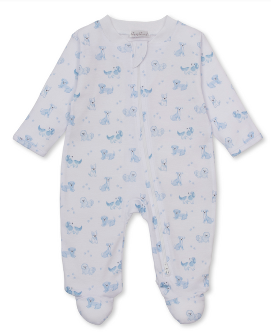 Puppy Paws Zip Footie-blue