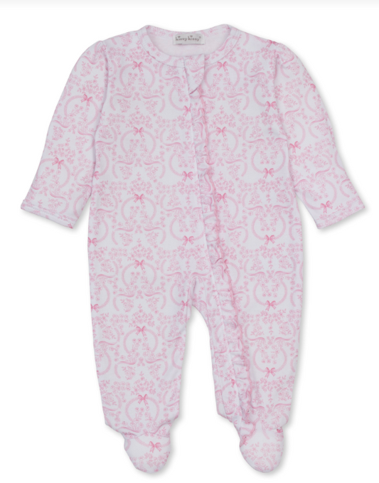Delicate Blooming Bows Zip Footie
