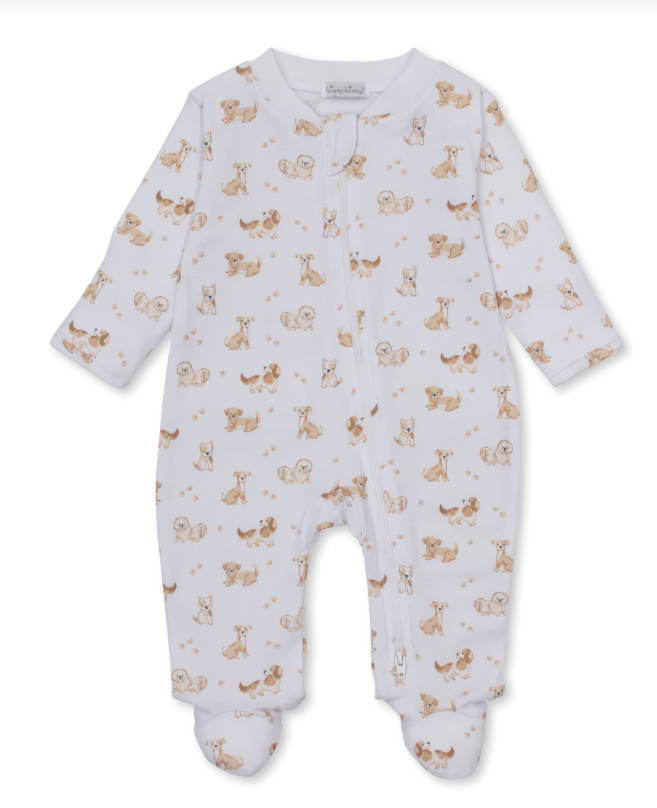 Puppy Paws Zip Footie-Tan