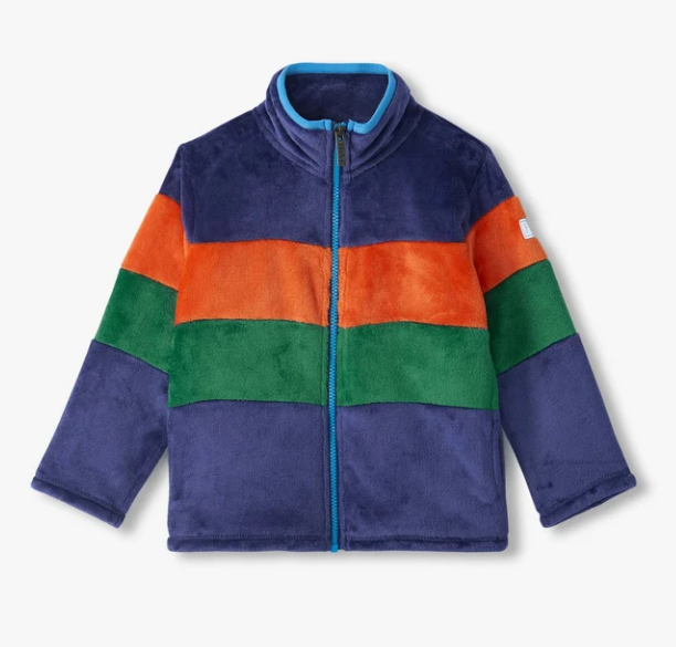 Boys Blue Colourblock Mockneck Fleece Jacket