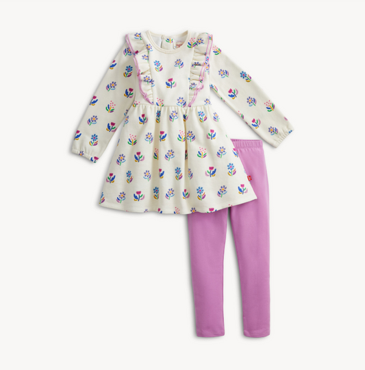 Floral Ivory Ft Girls 2pc Dress/ Lng Pnt Set