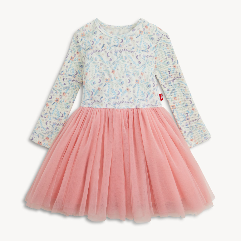 Waffle White Floral Girls Tutu Dress