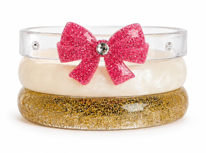 BOW GLITTER PINK BANGLES