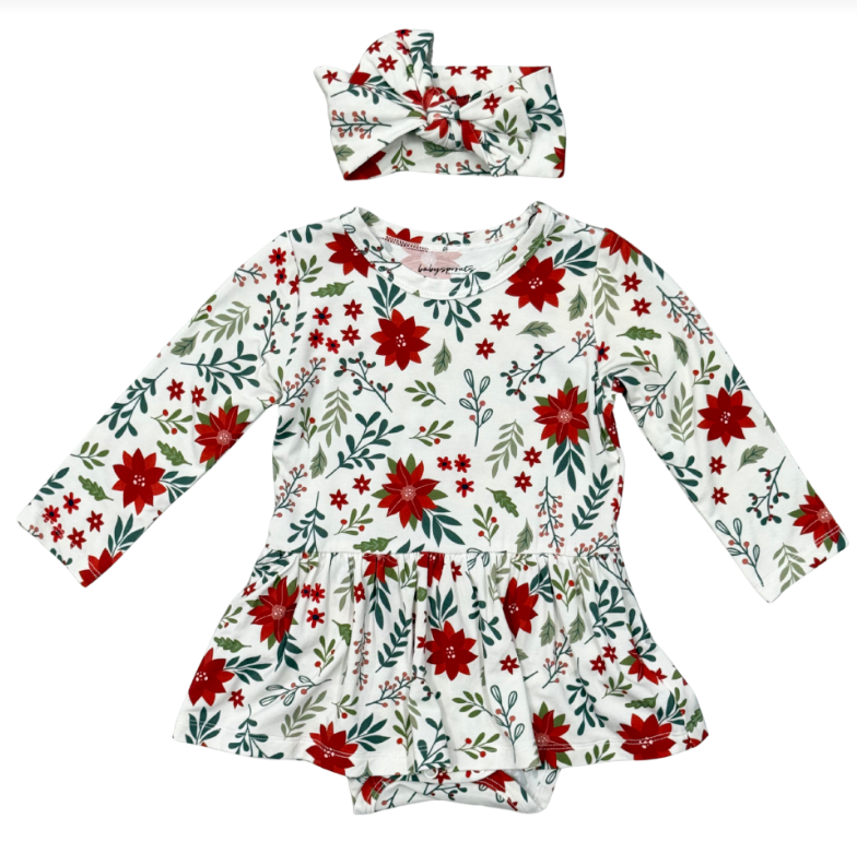 BABY GIRL LONG SLEEVE BODYSUIT DRESS SET