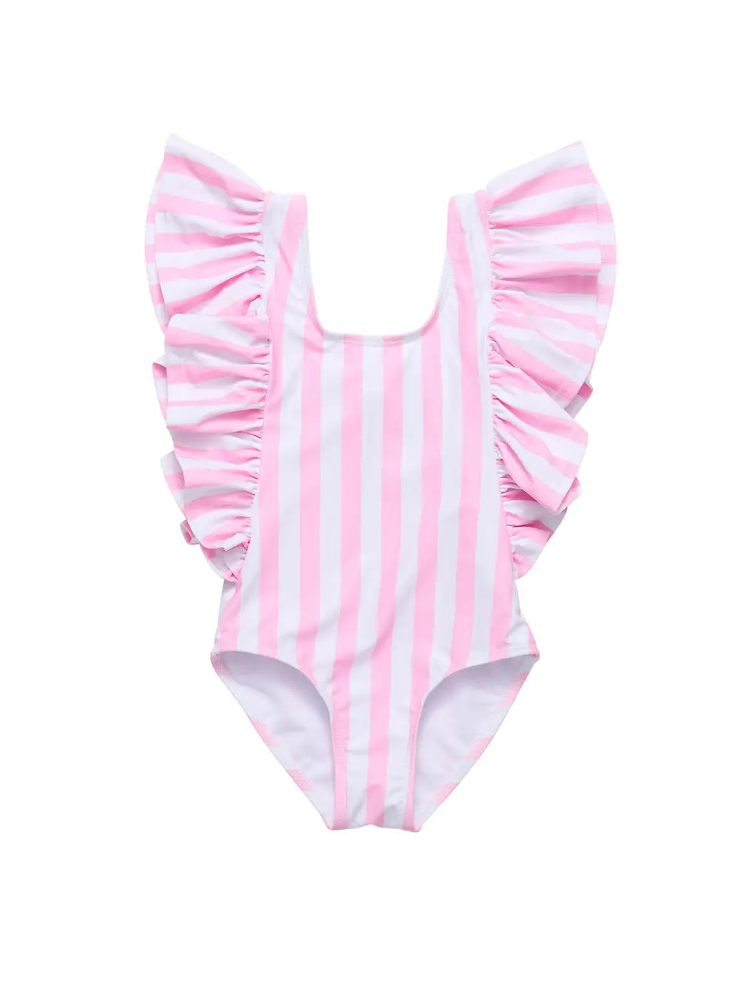 Pink Stripe Wide Frill Swimsuit