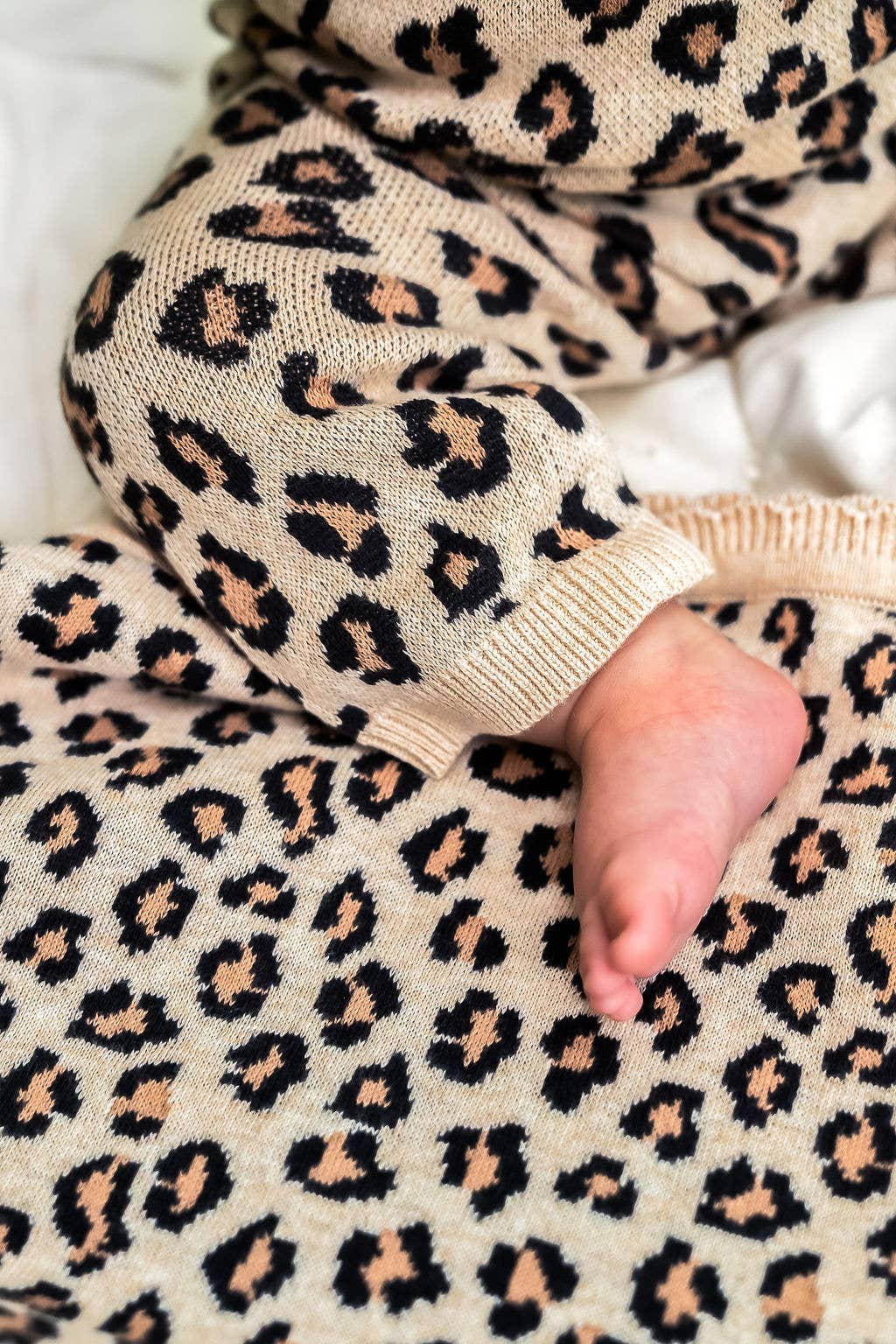 Leopard Animal - Organic Cotton Jacquard Knit Baby Blanket