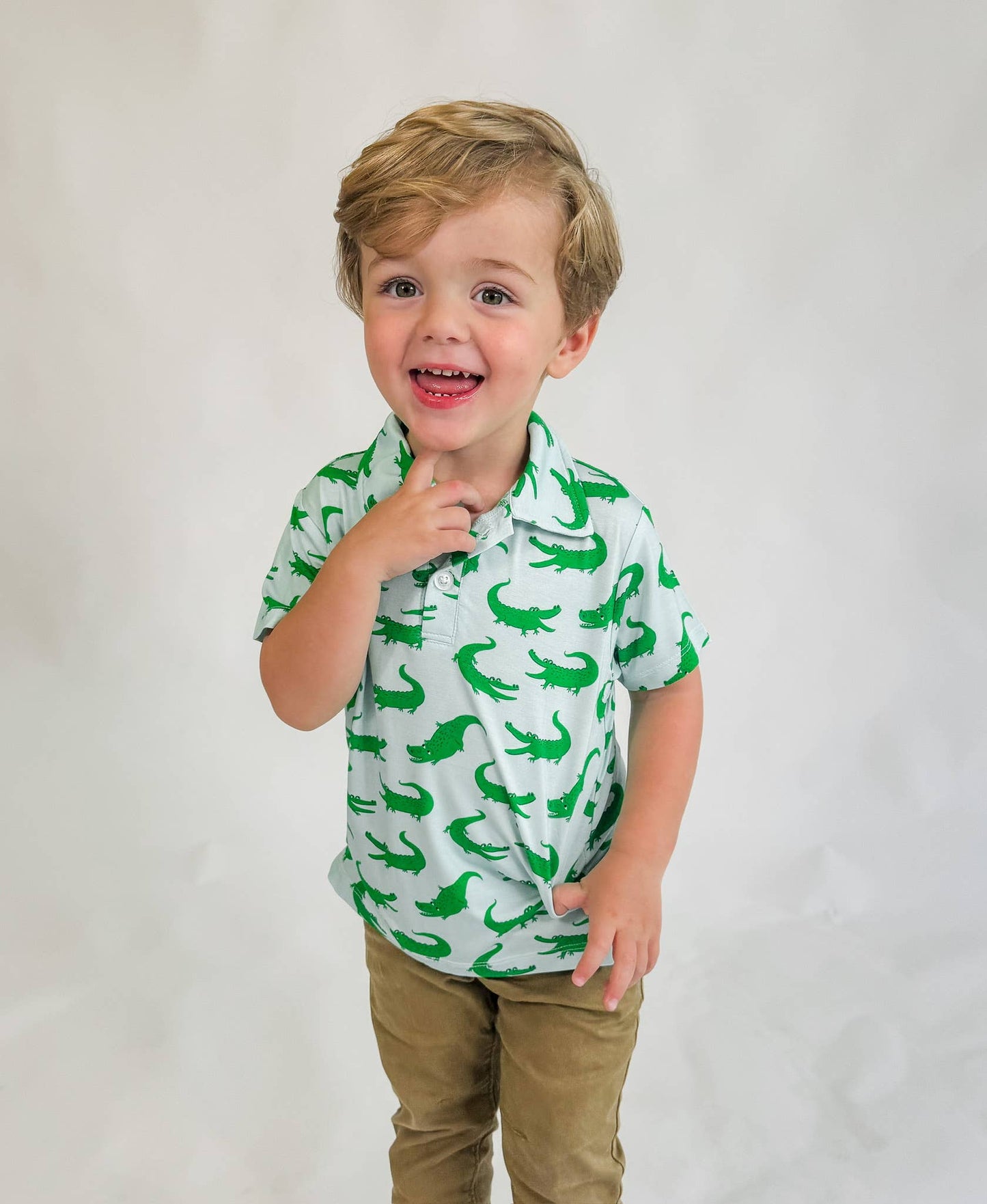 Bamboo Polo- Blue Alligators