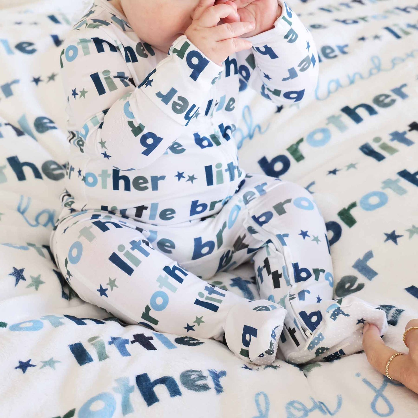 Bamboo Zipper Footie- Little Brother