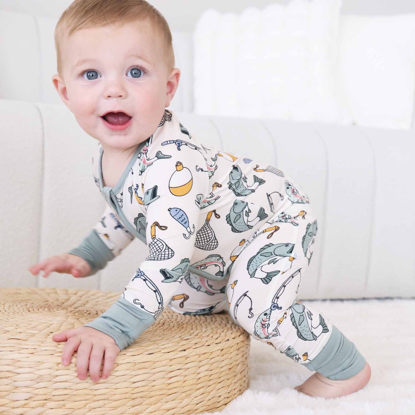 Bamboo Convertible Zip Romper- Catch of the Day