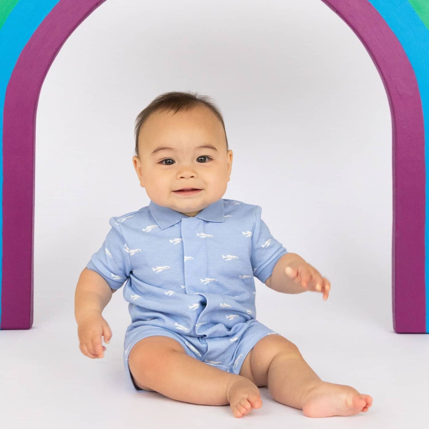 Organic Cotton Magnetic Romper Polo