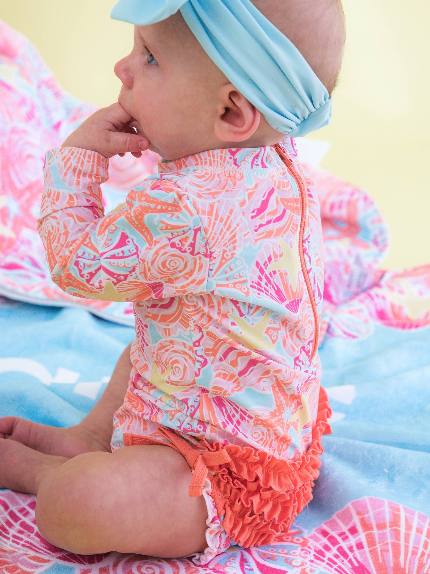Long Sleeve One Piece- Sunset Seashells