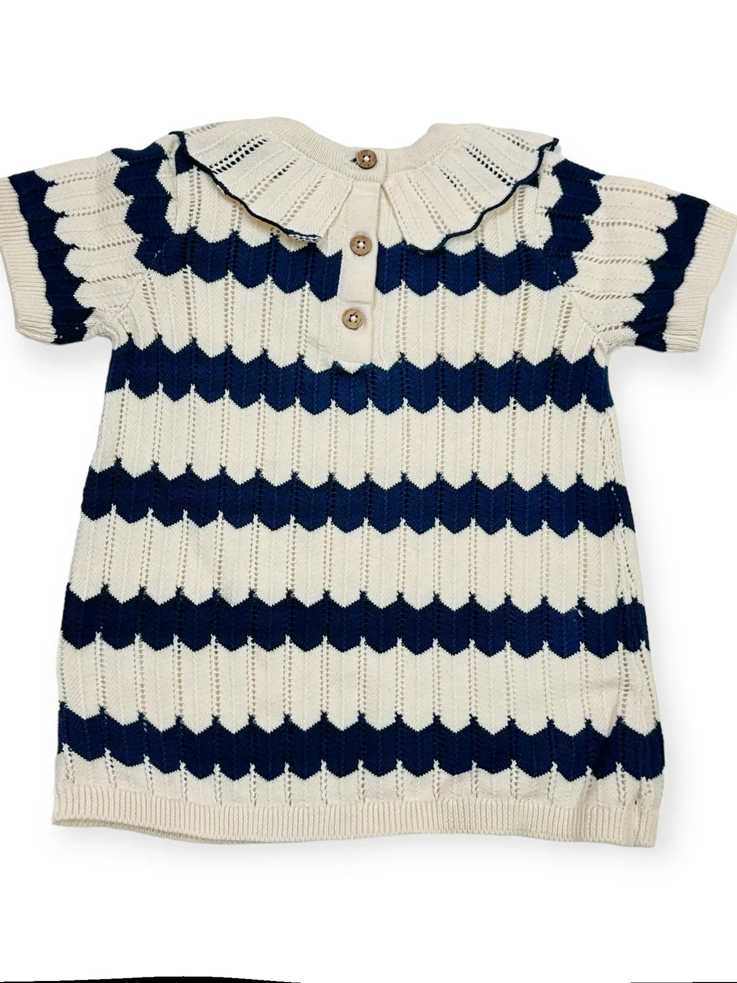 Organic Cotton Ruffle Collar Fancy Knit Sweater Dress