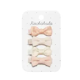 Flora Linen Mini Bow Clips