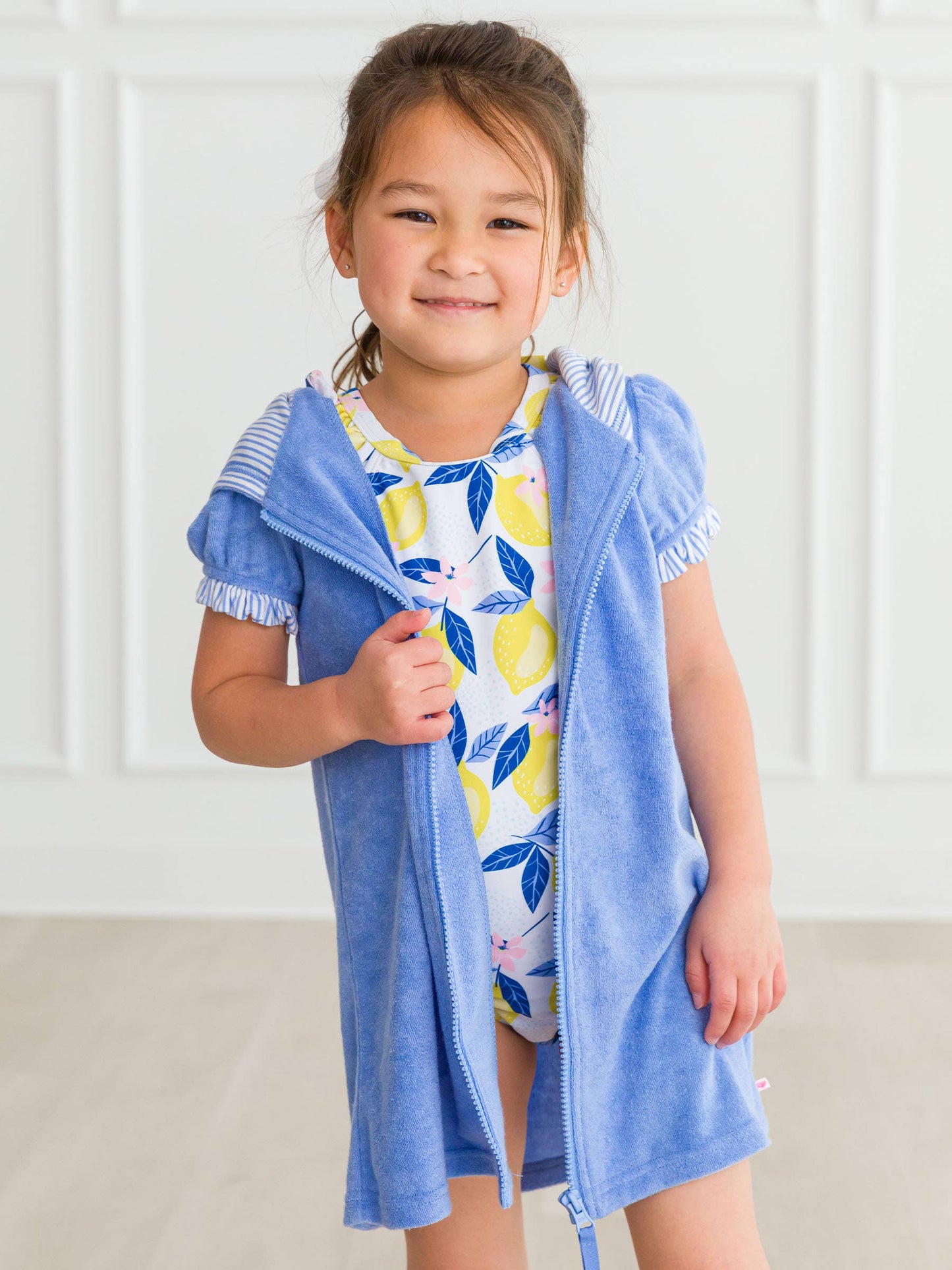 Girls Periwinkle Blue Terry Full-Zip Cover Up