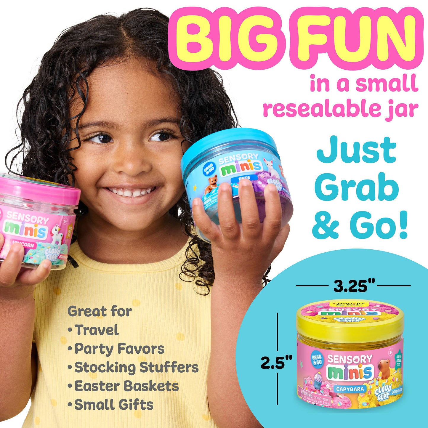 Sensory Mini Play Kit Jar with Cloud Clay: Capybara Theme