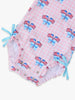 Baby Girls Pink Patriotic Gingham Long Sleeve One Piece Rash Guard Swimsuit with Signature Rear Ruffles