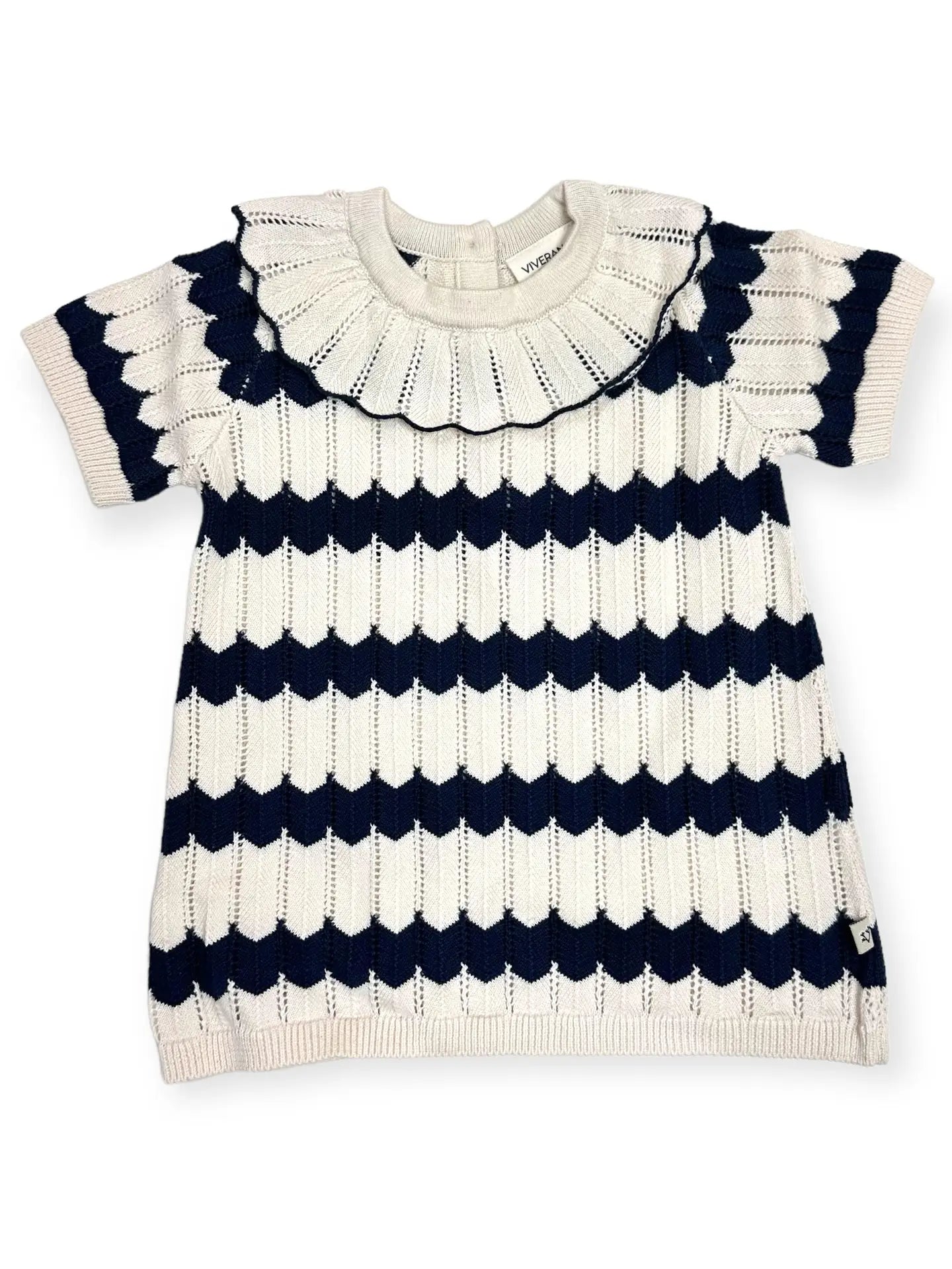 Organic Cotton Ruffle Collar Fancy Knit Sweater Dress