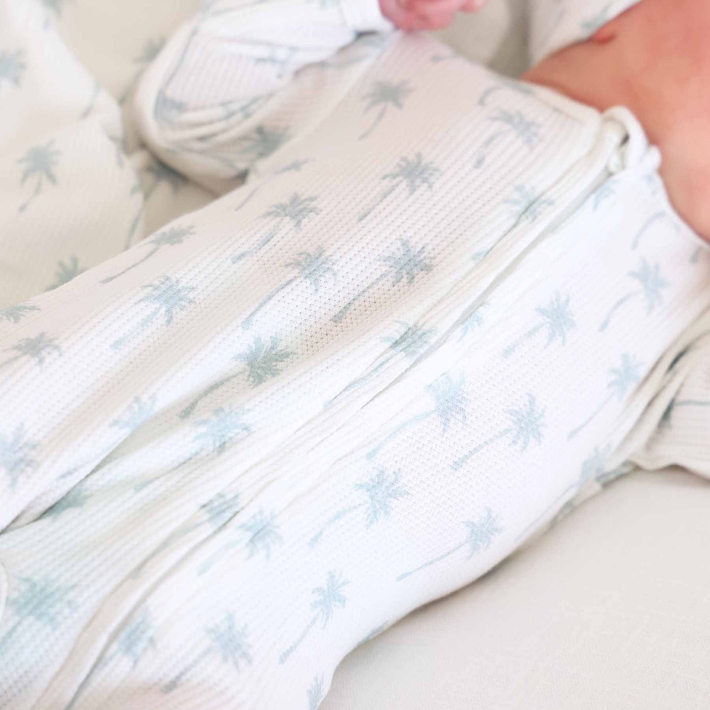Preppy Palms Bamboo Waffle Zipper Footie