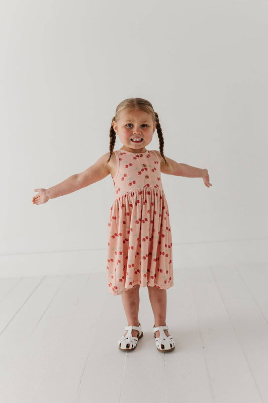 Henley Tank Dress- Cherries