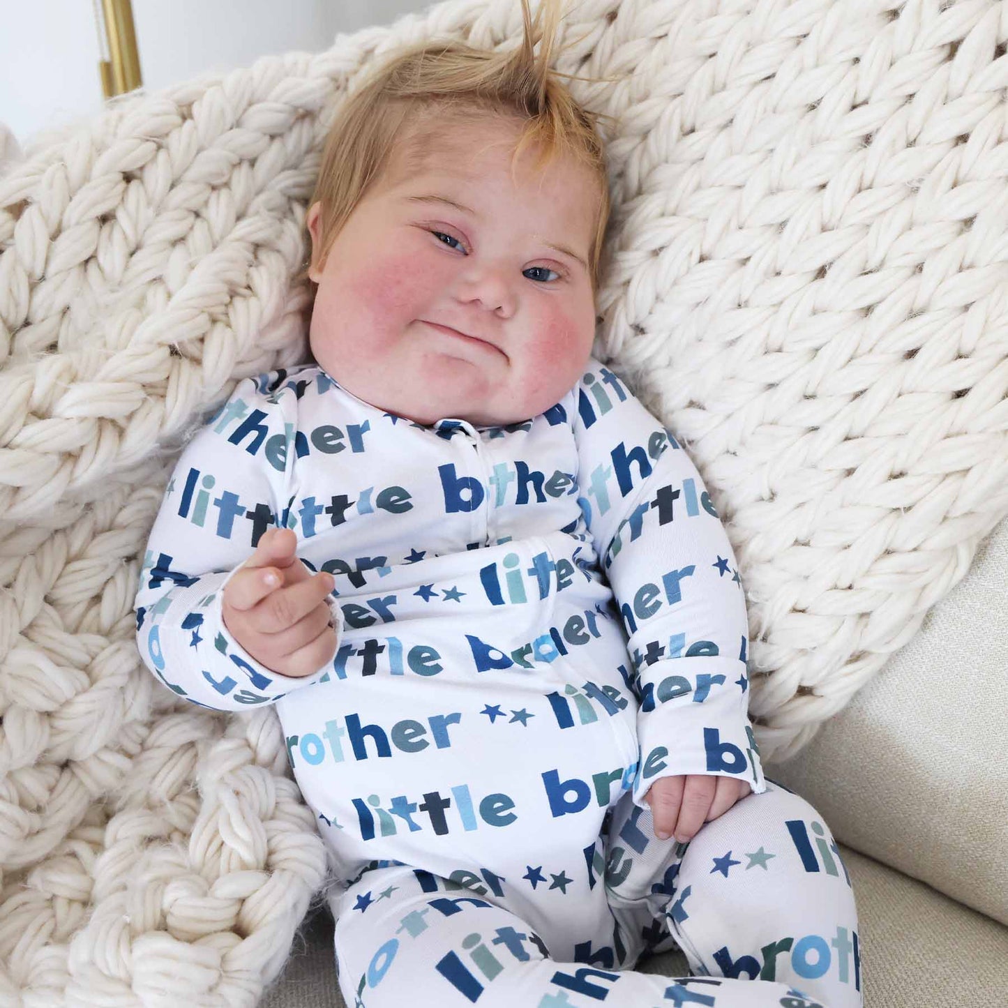 Bamboo Zipper Footie- Little Brother