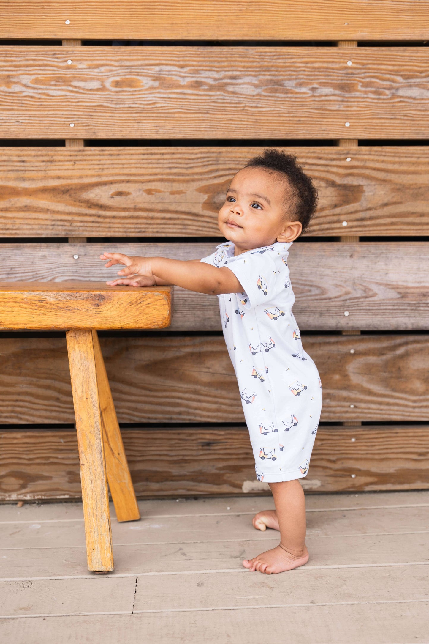 Pima Cotton Polo Romper- Golf carts 