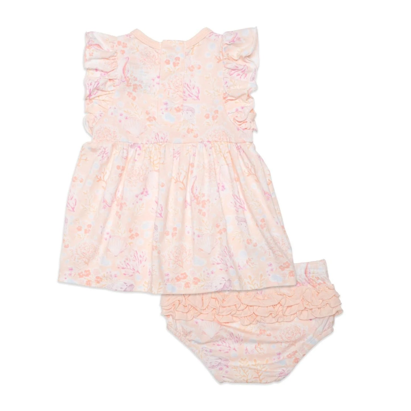 Coral Floral Modal Dress + diaper cover set