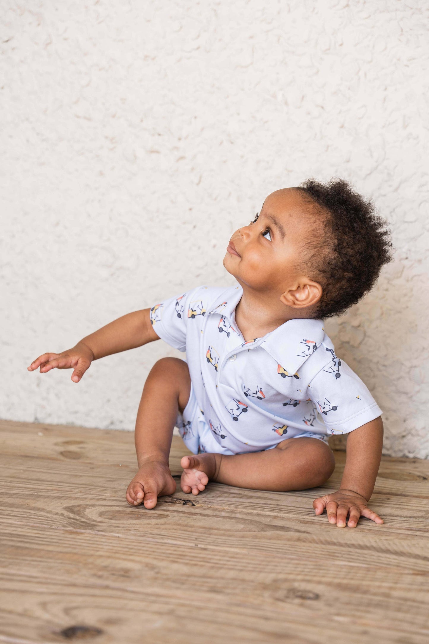 Pima Cotton Polo Romper- Golf carts 