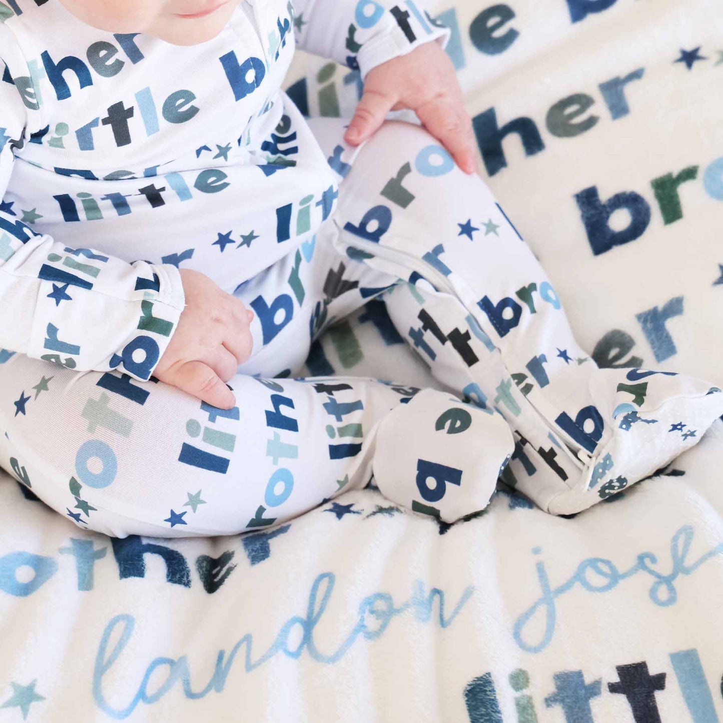 Bamboo Zipper Footie- Little Brother