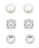Freshwater Pearl And CZ Stud Set - Sterling Silver