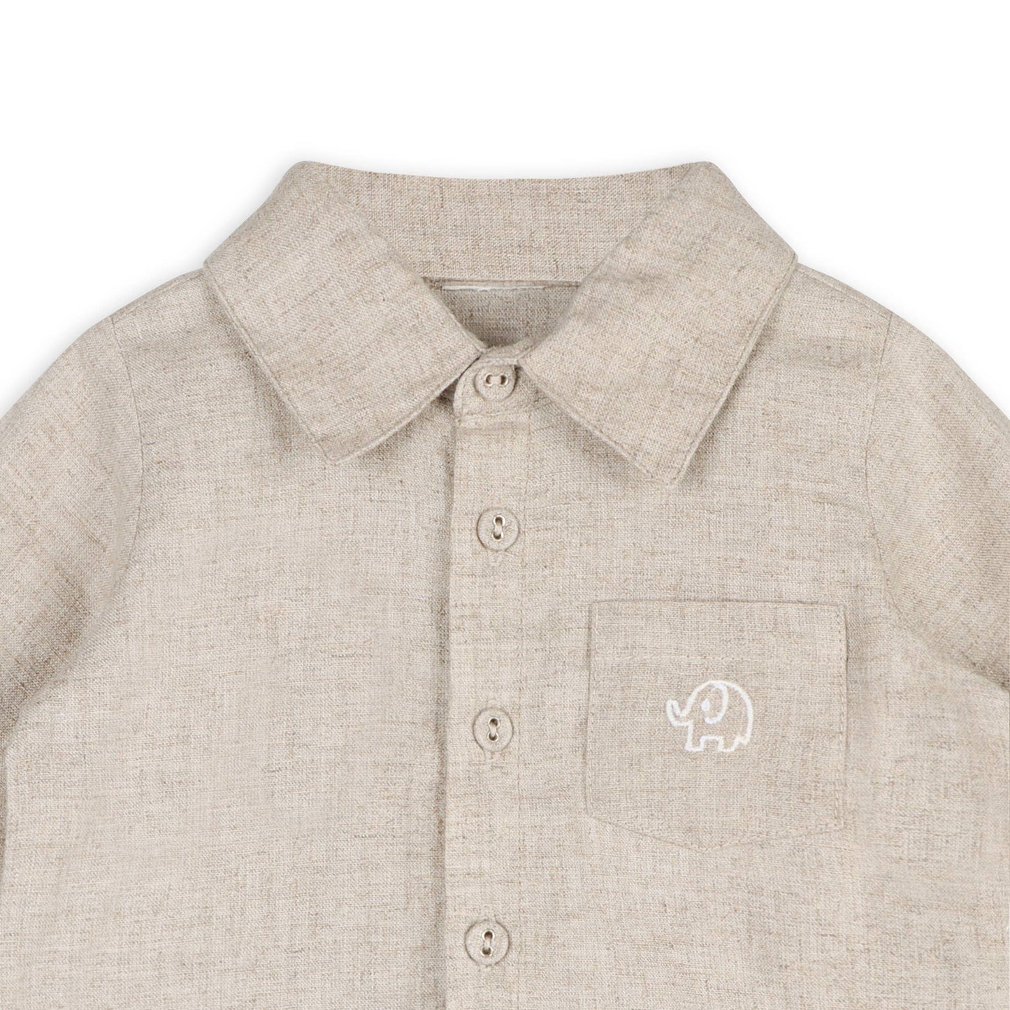 Oscar Linen Shirt With Pocket Embroidery & Pant (Organic)