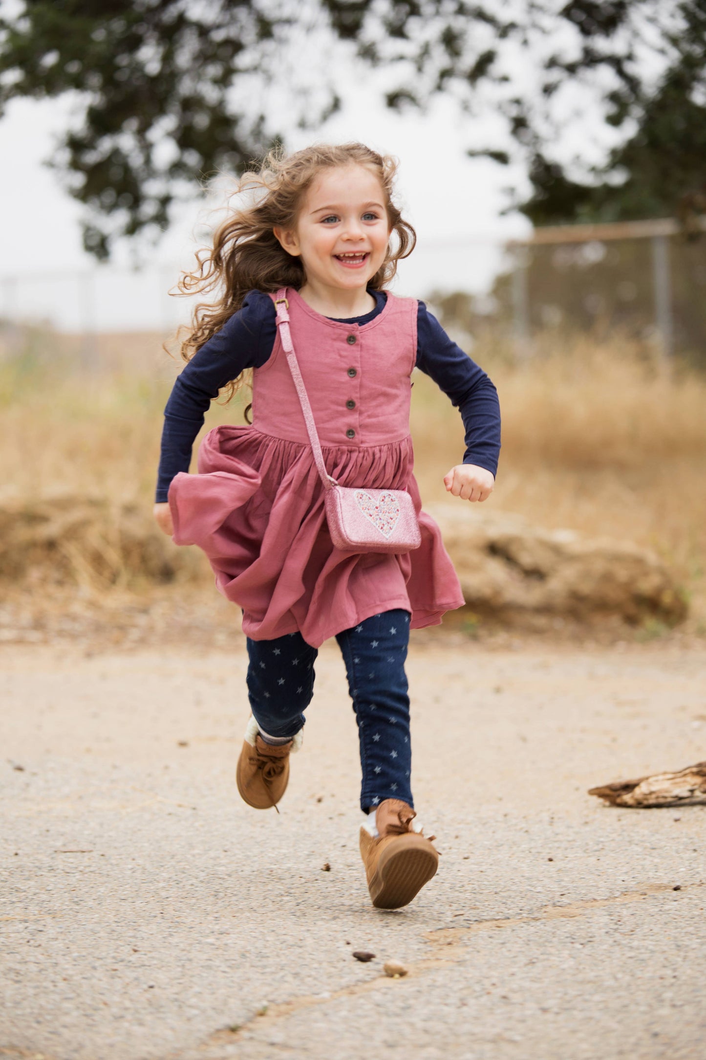 Little Girls Glitter Heart Purse- Rose Pink
