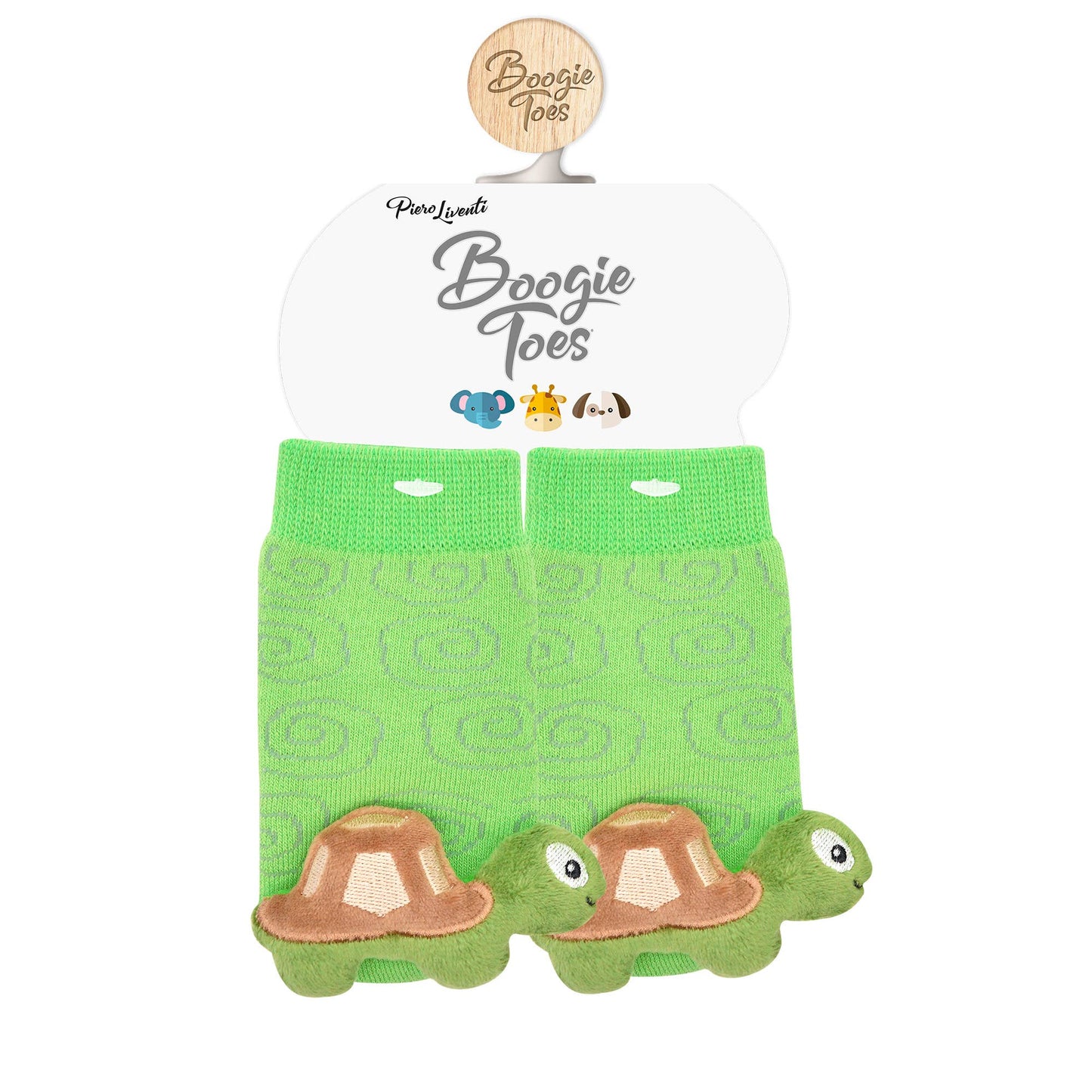 Green Turtle Boogie Toes Rattle Socks