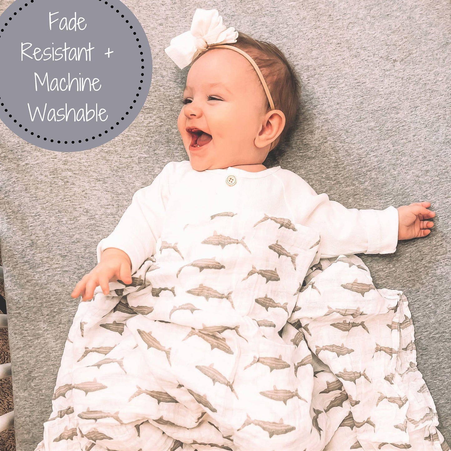 Baby Muslin Swaddle Blanket 47x47 Baby Shark