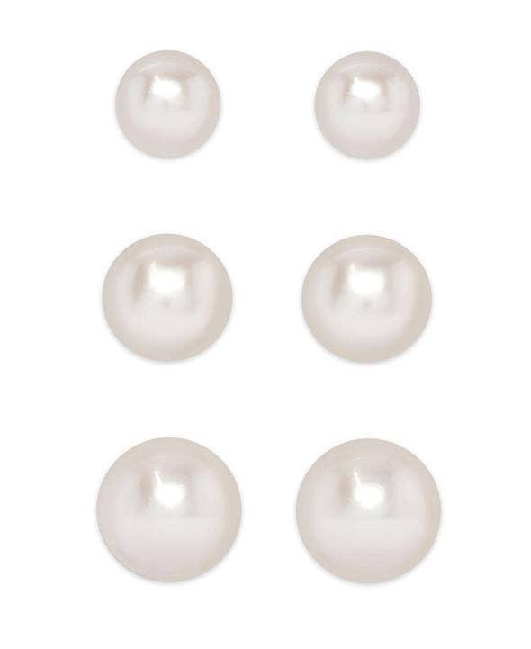 Graduated Freshwater Pearls Stud Set - Sterling Silver