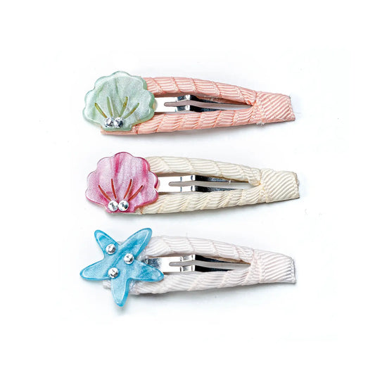 Seashells Pearlized Covered Snap Clips