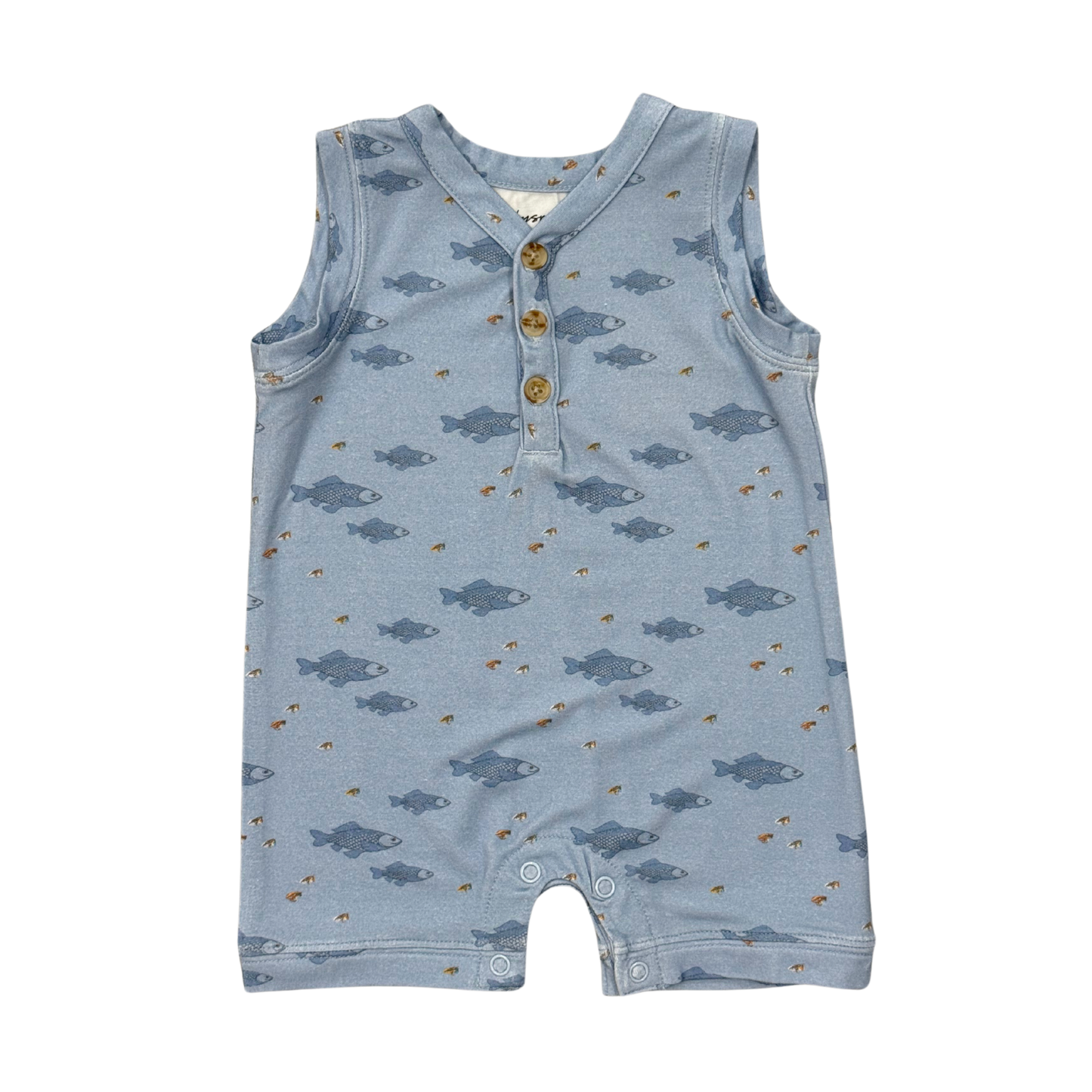 Bamboo Sleeveless Romper- Fish