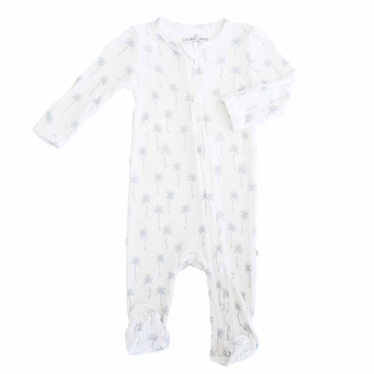 Preppy Palms Bamboo Waffle Zipper Footie