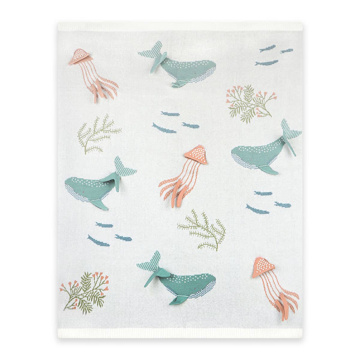 Ocean Jellyfish 3D - Organic Jacquard Knit Baby Blankets