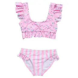 Pink Sea Frilled Crop Bikini