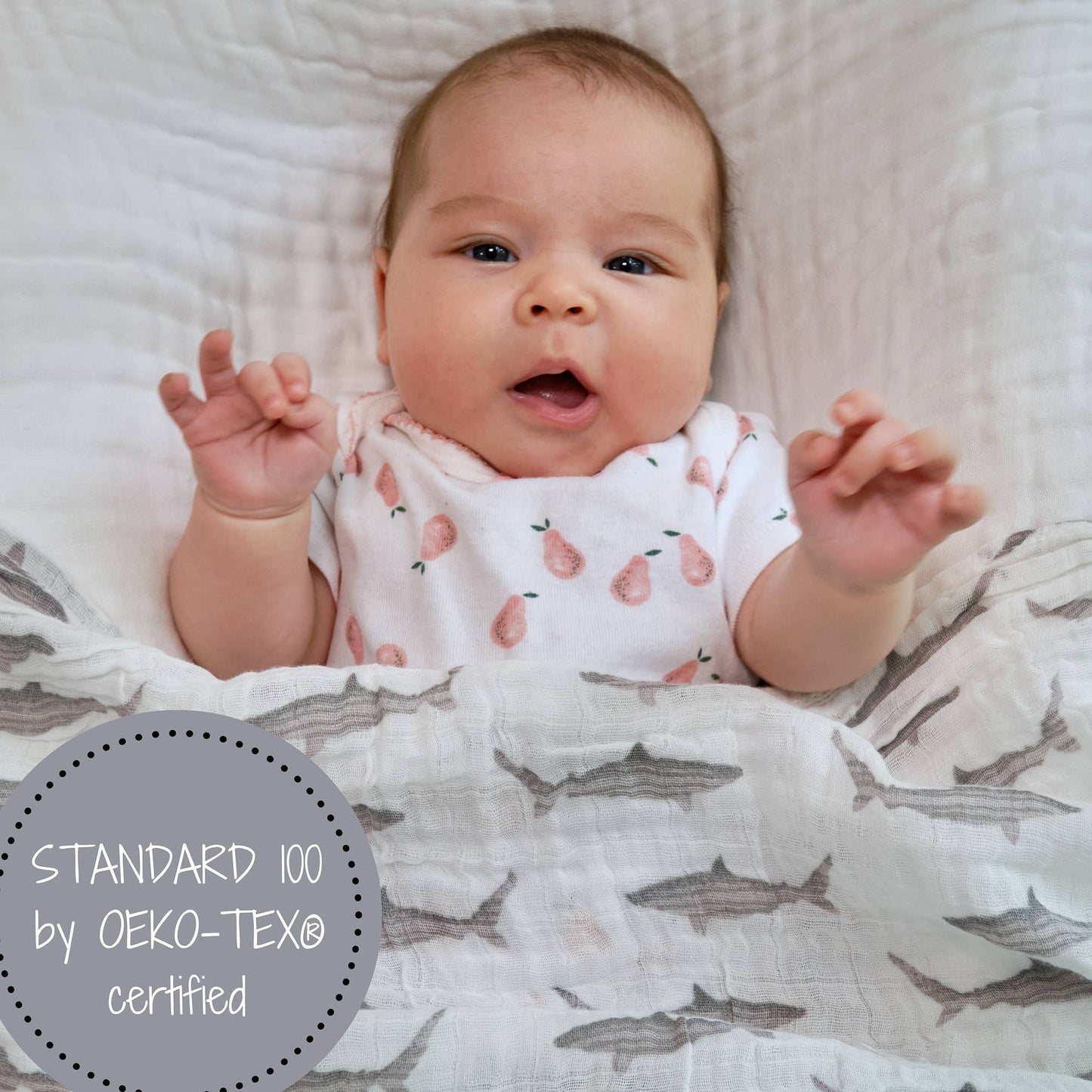 Baby Muslin Swaddle Blanket 47x47 Baby Shark