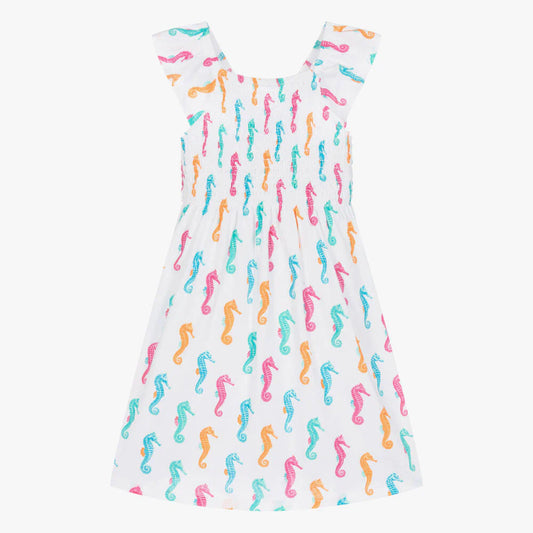 Painted Seahorse Smocked Dress